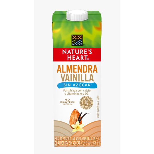 Leche de almendra vainilla sin azucar 1 lt Natures Heart