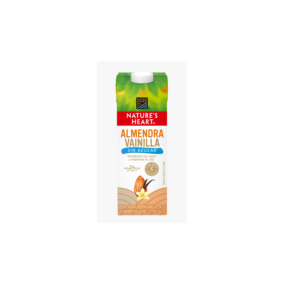 Leche de almendra vainilla sin azucar 1 lt Natures Heart