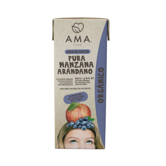 Jugo organico Ama time manzana arándanos 200 ml